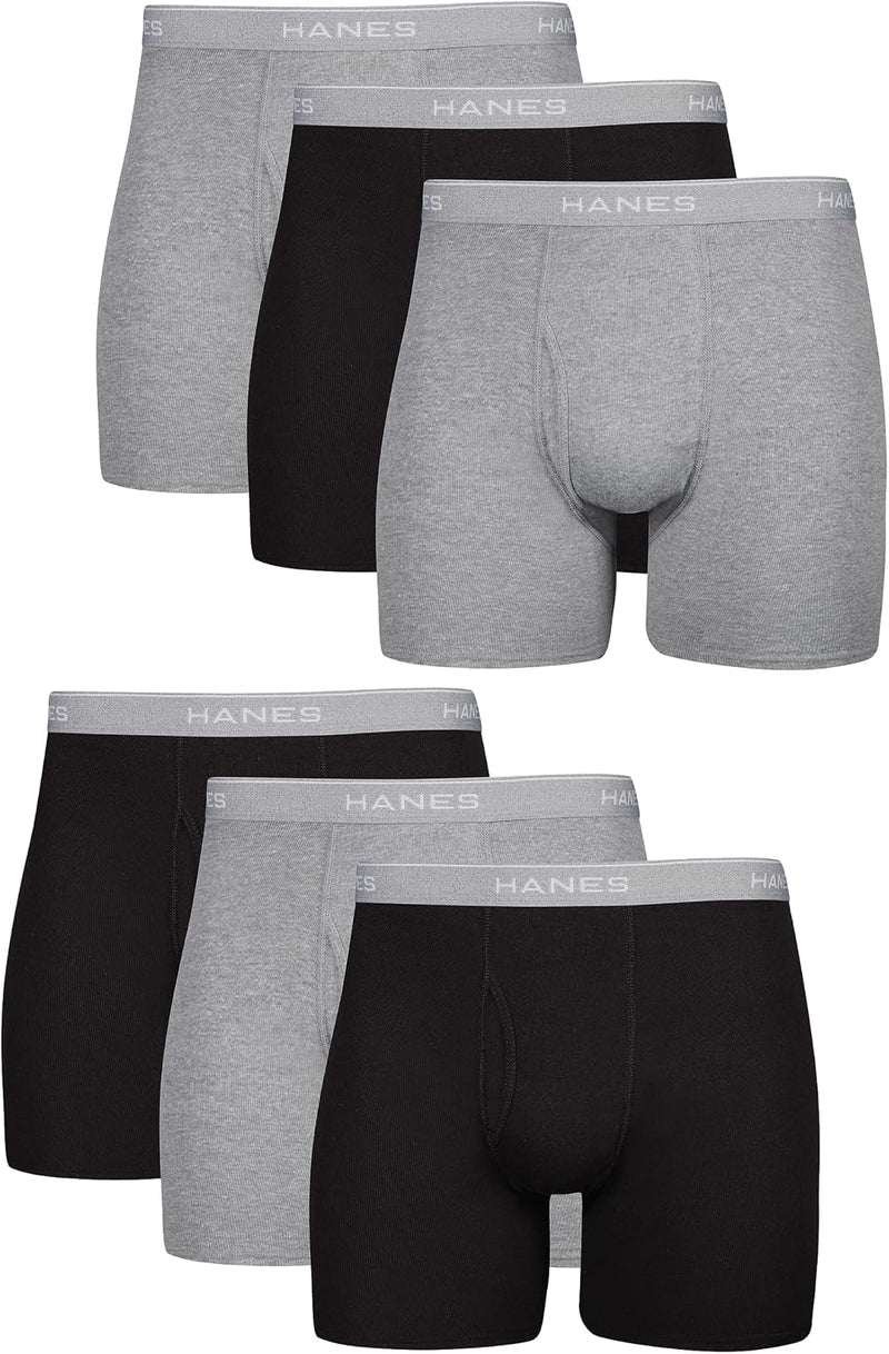 Hanes mens Underwear Boxer Briefs Pack, Cool & Breathable Cotton Moisture-wicking Underwear for Men, No Ride Up